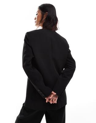 Only Collarless Tailored Blazer In Black