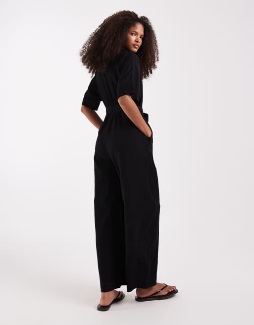 Only - Combinaison nouée à la taille avec manches courtes - Noir, 4 de 4