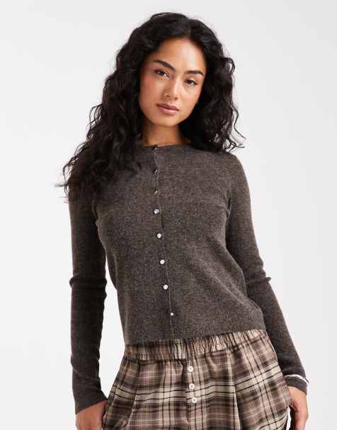 ONLY compact knit cardigan in brown - view 1
