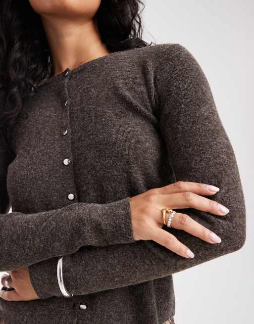 ONLY compact knitted cardigan in brown, 3 of 4
