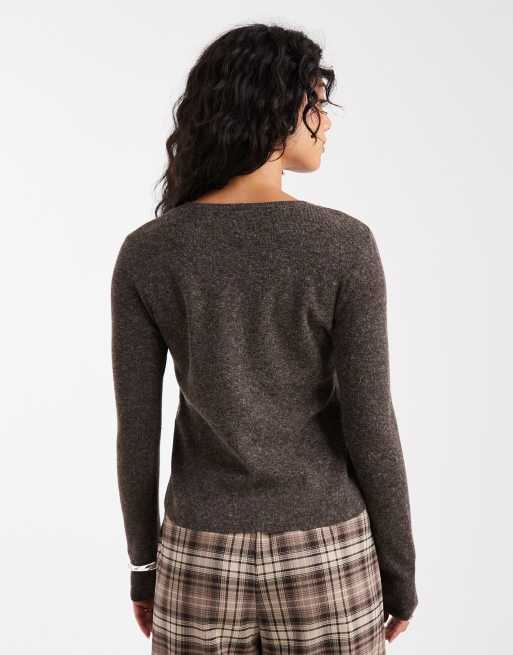 ONLY compact knitted cardigan in brown, 4 of 4