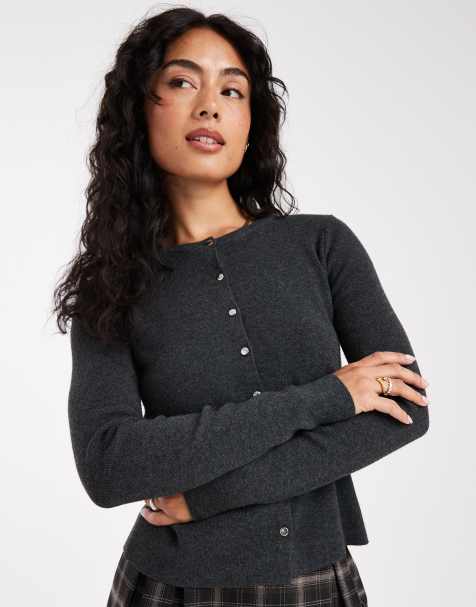 ONLY compact knitted cardigan in charcoal - view 1