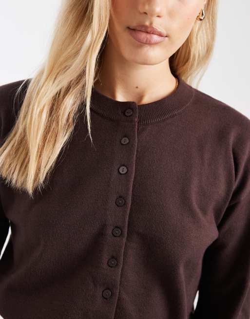 ONLY compact knitted cardigan in chocolate brown, 3 of 4