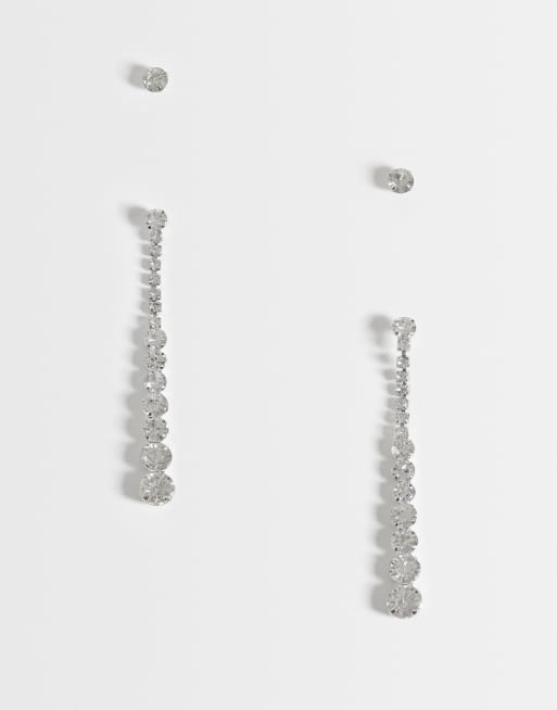 ONLY confezione da 2 orecchini pendenti con strass color argento, 1 di 4