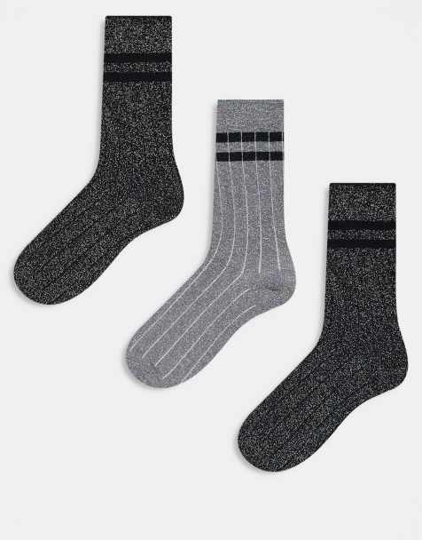Only - Confezione da 3 paia di calzini grigio, argento e scuro con righe - view 1