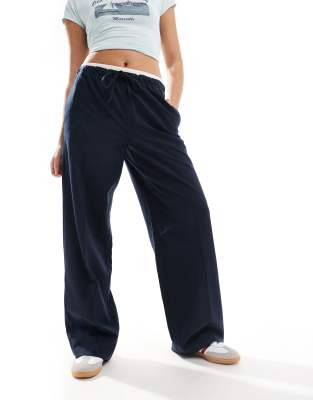 ONLY CONTRAST WAISTBAND LOOSE FIT TAILORED PANTS 