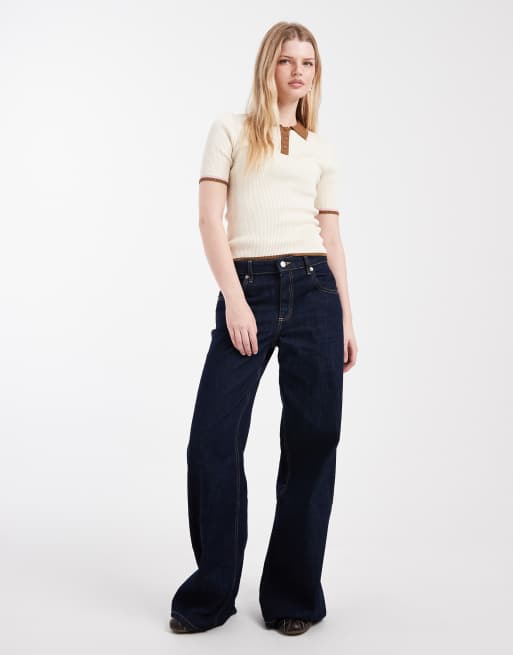 ONLY contract collar knit polo shirt in cream, 2 of 4