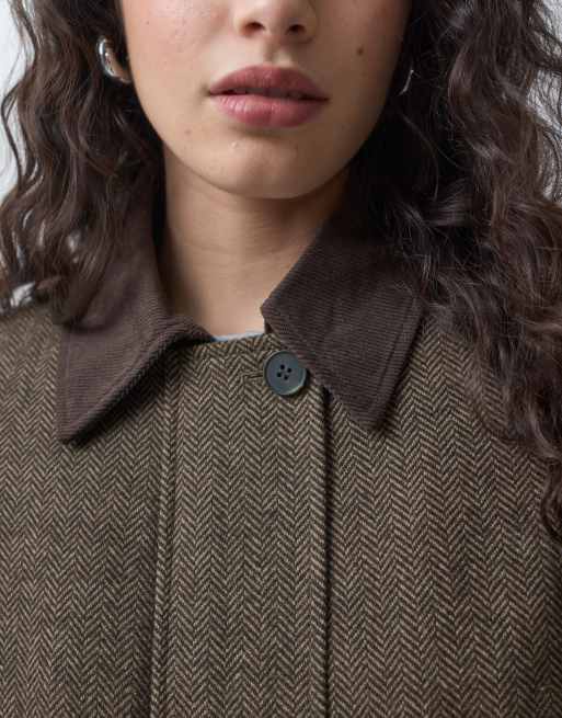 ONLY contrast collar cord jacket in brown, 2 of 4