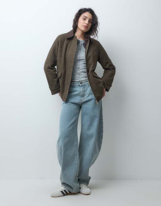 ONLY contrast collar cord jacket in brown, 3 of 4