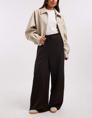 Only Contrast Panel Wide Leg Pants In Blue