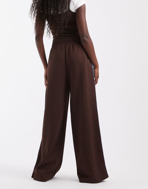ONLY contrast panel wide leg trousers in brown, 5 of 5