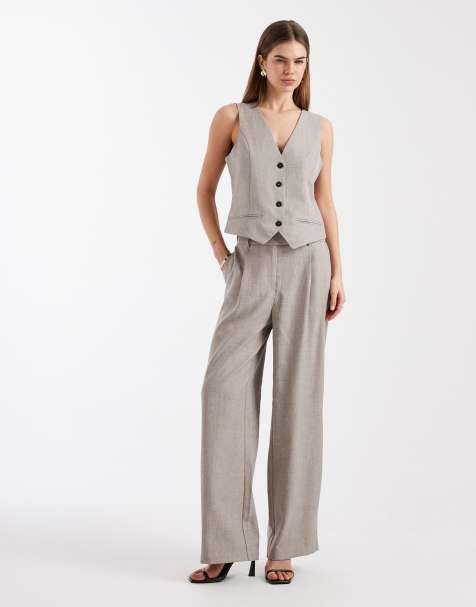 ONLY - Coordinato beige con gilet sartoriale e pantaloni - view 1