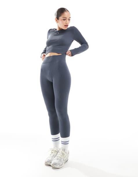 Only - Coordinato blu slavato con leggings e top senza cuciture - view 1