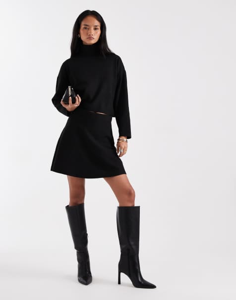 ONLY - Coordinato in maglia nero con minigonna e maglione - view 1