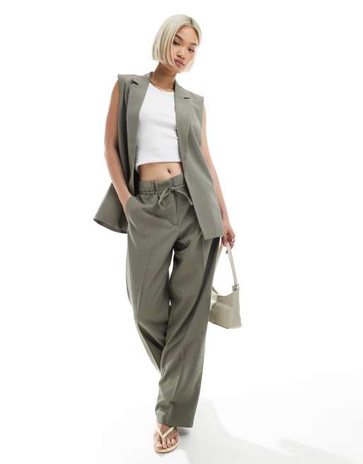 ONLY - Coordinato sartoriale casual color grigio salvia