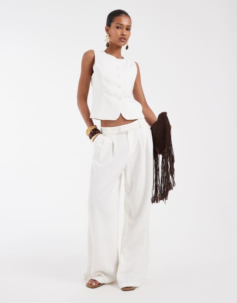 ONLY - Coordinato sartoriale in misto lino bianco - view 1