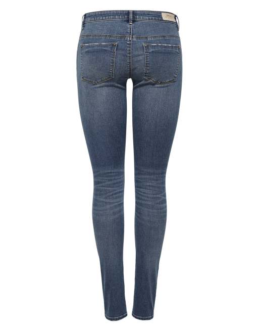ONLY Coral Life skinny jeans met superlage taille in blauw denim, 6 van 6