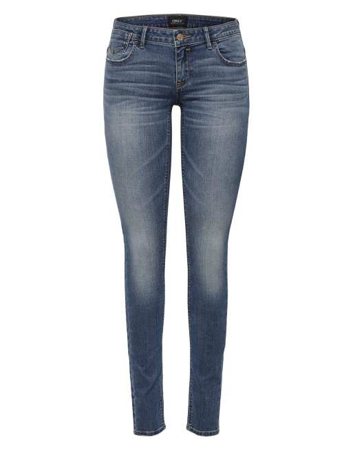 ONLY Coral Life super low rise skinny jeans in blue denim, 5 of 6