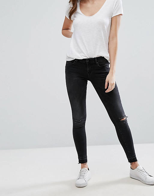 Only Coral Low Rise Ripped Knee Skinny Jeans | ASOS