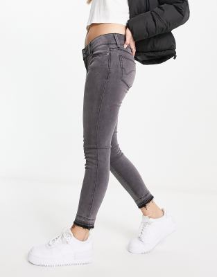 Only Coral Skinny Jean In Washed Black-gray