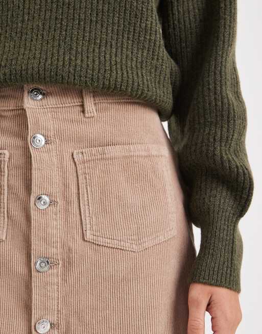 ONLY cord button through mini skirt in beige, 3 of 5