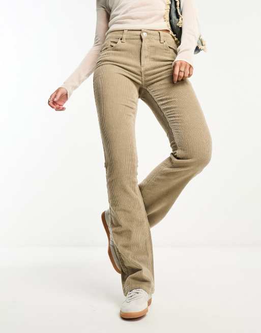 Only cord flared trousers in taupe