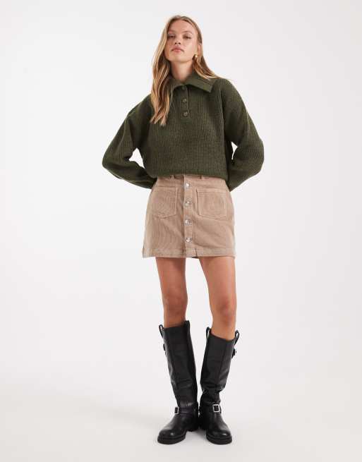 ONLY Cordrock mit Knopfleiste in Beige, 2 von 5