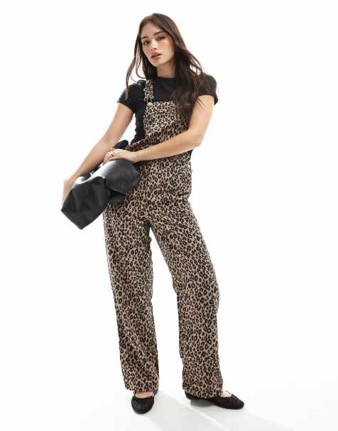 ONLY corduroy dungarees in leopard print - view 1