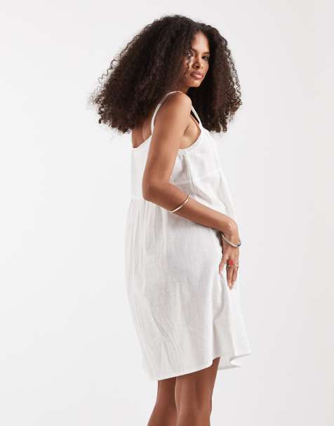 white a line summer dresses back elegance Cotton blend Shining Luxury Sheer Long Sleeves Fit:Petite