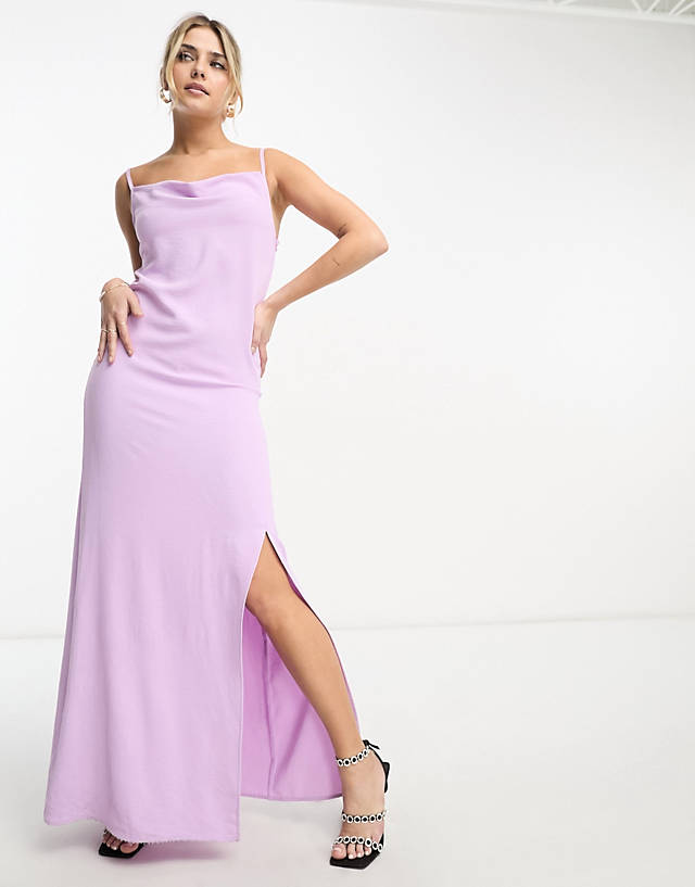 ONLY - cowl neck maxi dress with side slit in lilac