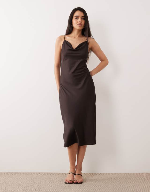 only bodycon dress - Cowl Neck Midi - Women - Polyester - 4 US Color:Medium Indigo Strappy Ruched Detail Cupped color-code:FNFR Cocktail dress The adaptable design makes