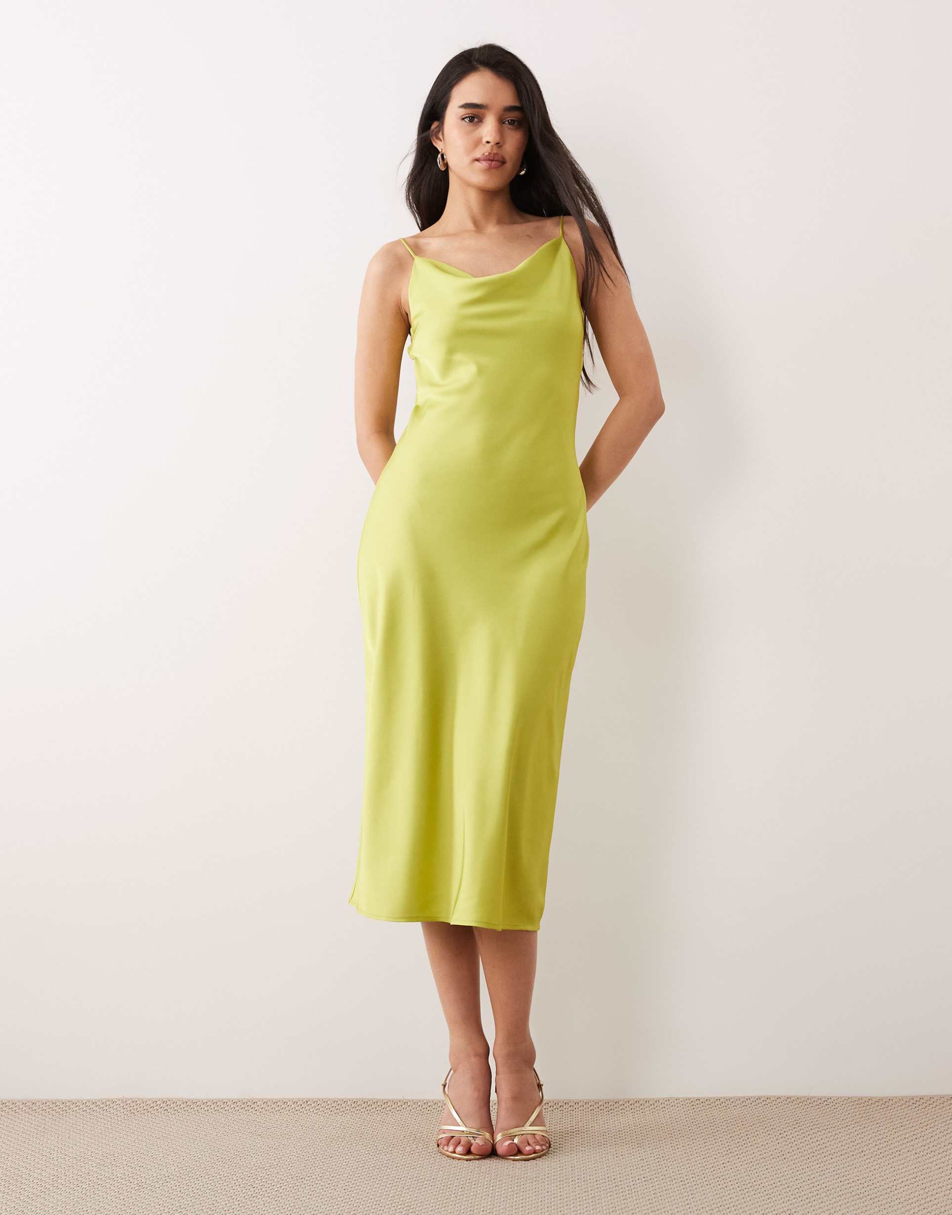 only cowl neck midi dress in light green