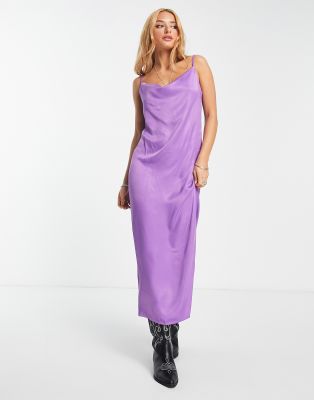 Cowl Neck Purple Dress