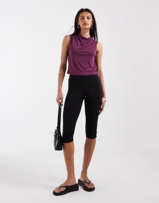 Only Cowl Neck Top In Brown