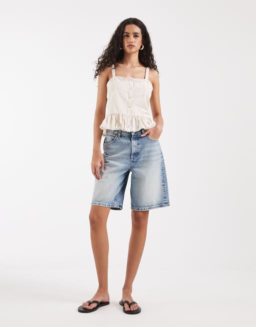 ONLY - Cremehvid peplum-top med broderede detaljer, 4 af 4