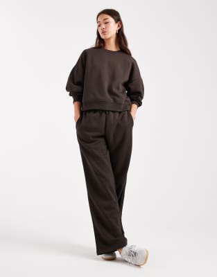 Only Crew Neck Drop Shoulder Sweatshirt In Brown
