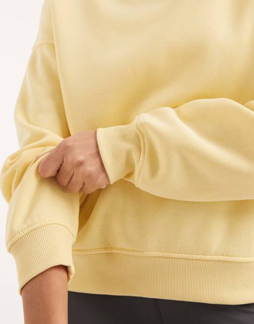 ONLY crew neck drop shoulder sweatshirt in yellow, 2 of 4