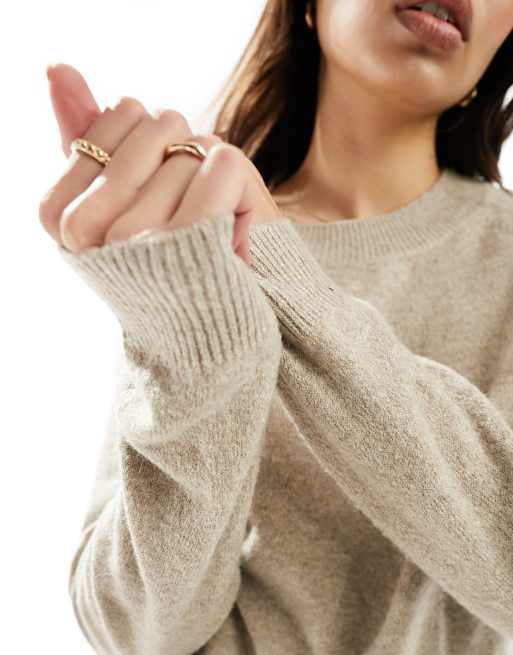 ONLY crew neck jumper in brown melange , 3 of 4