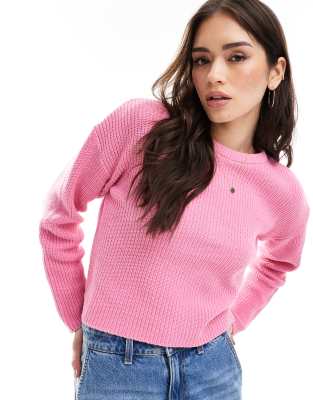 crew neck knitted sweater in pink