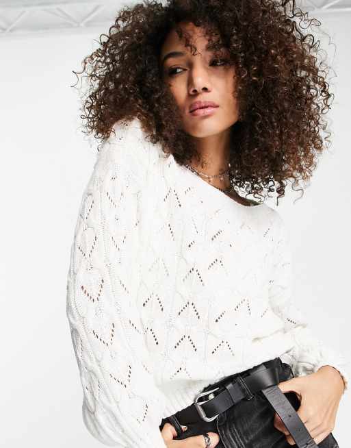 White shop pointelle sweater