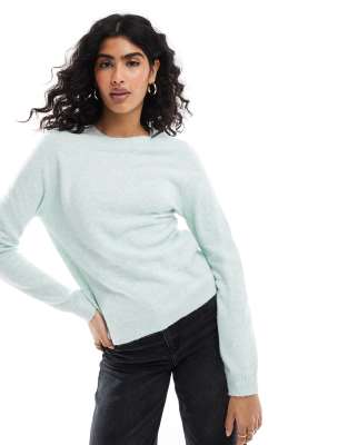 crew neck sweater in light mint green