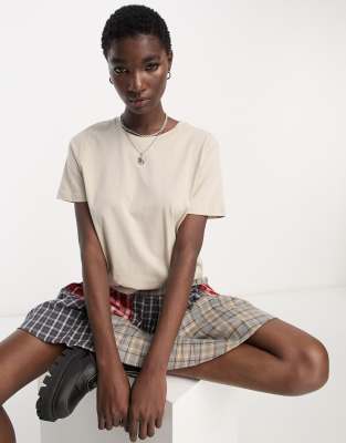 Only Crew Neck T-shirt In Beige-neutral