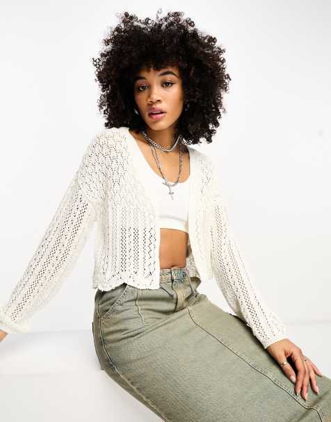 ONLY crochet cardigan in white - view 1