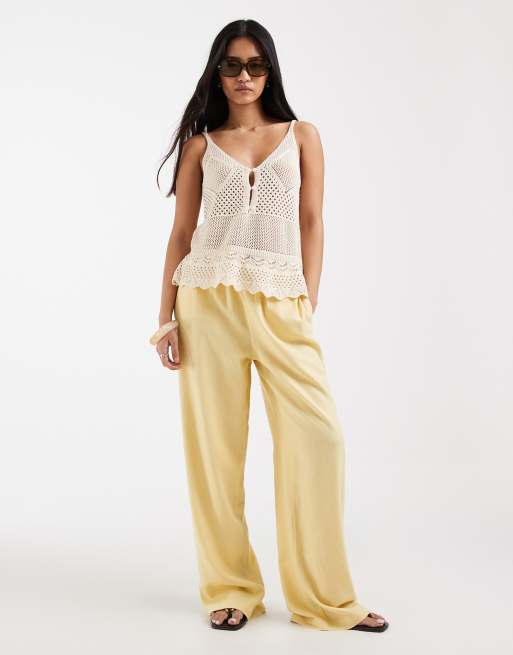 ONLY crochet knit peplum top in cream, 2 of 4