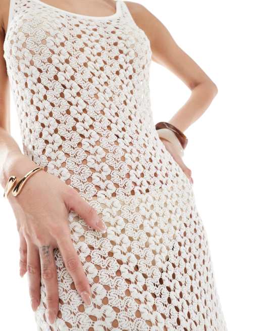 ONLY crochet maxi dress in beige, 3 of 4