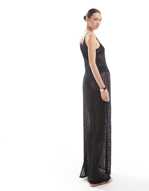 blue green maxi dress Asymmetrical & Floral One Shoulder with Slit Long Black Velvet Evening Size:UK size 12 Price_$20.00 -- $50.00