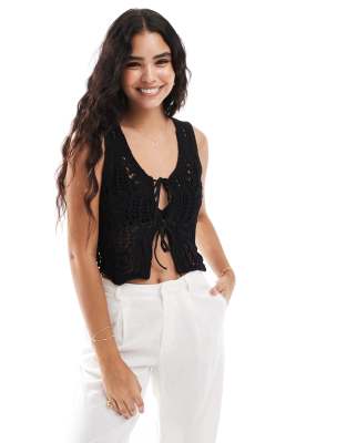 Only Crochet Tank Top In Black