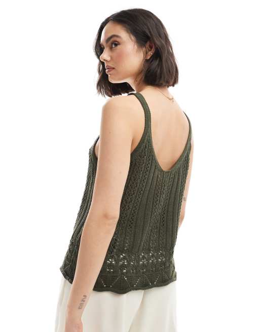 Only crochet tank top in khaki , 3 of 4