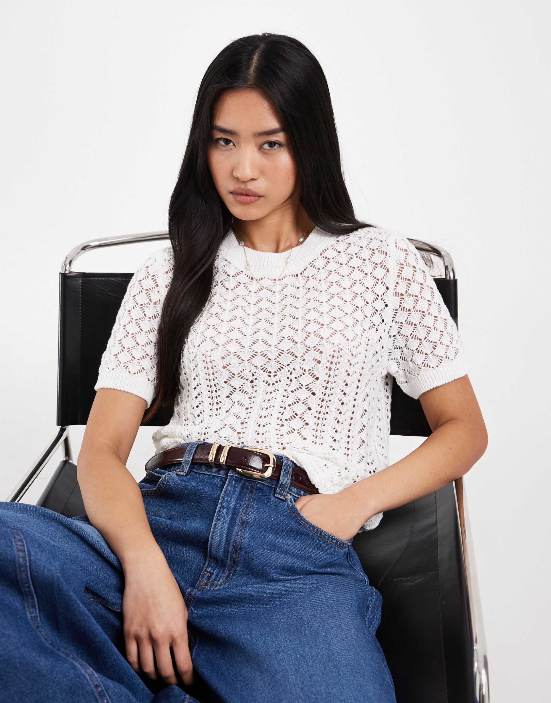 only crochet top in white