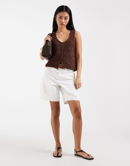 ONLY crochet vest in brown, 2 of 4
